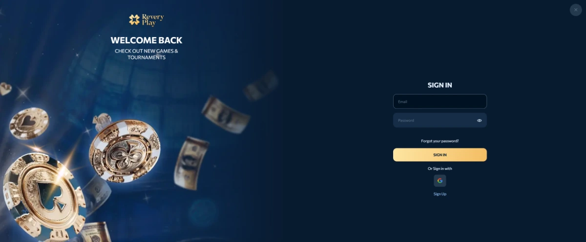 Revery Play casino login and registration
